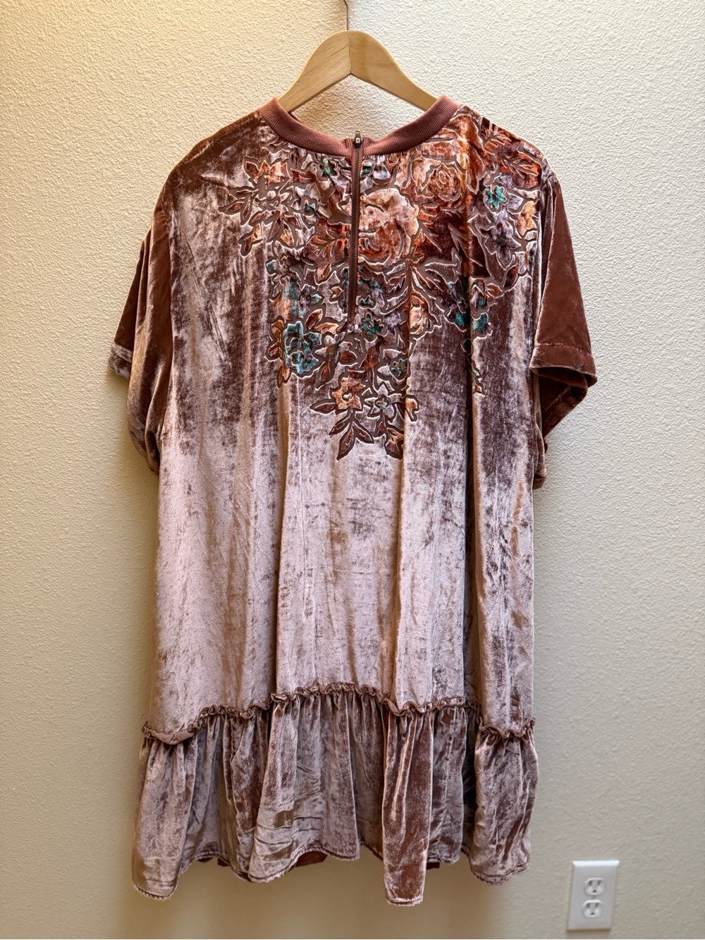 Free People Velvet Embroidered Tunic - Rose Taupe - Picture 5 of 5